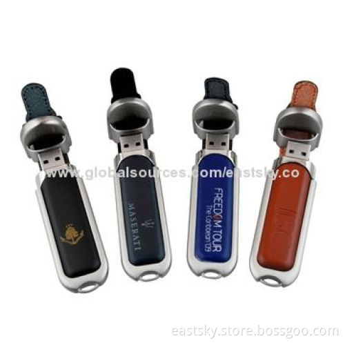Leather Promotional USB Drive, Logo Imprinting and Advertisement Data Preloading are Welcome